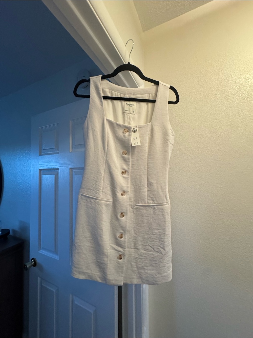 Abercrombie & Fitch White Button-Front Mini Dress